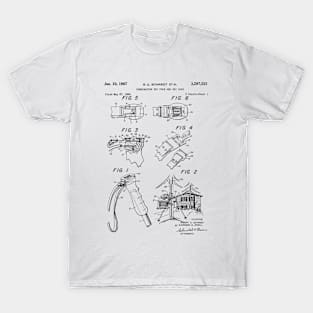 Combination Ski Pole & Ski Black Patent T-Shirt